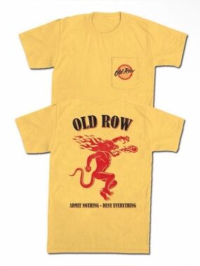 Old Row Comfort Colors Soft Yellow Pocket Tee with Red Logo